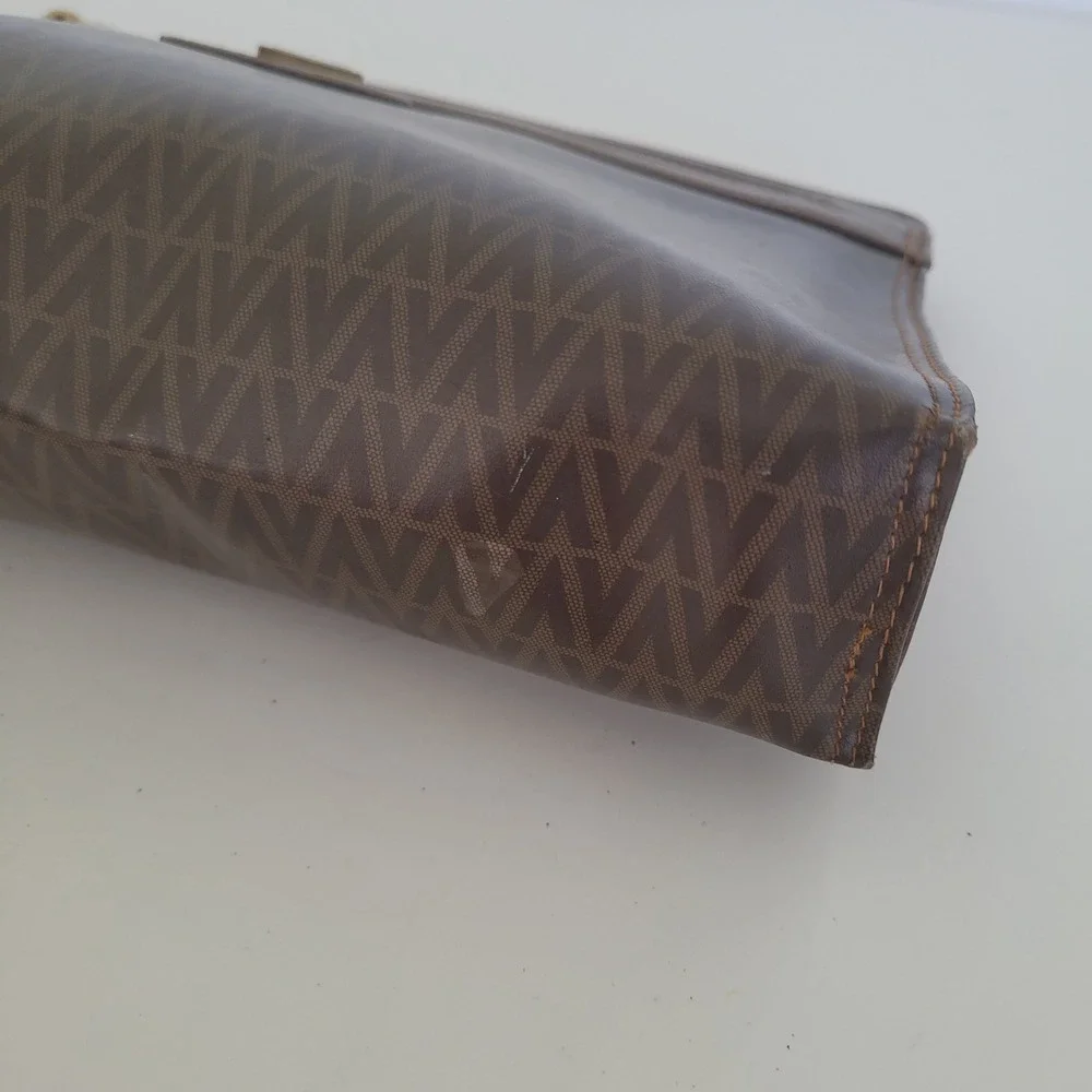 Mario Valentino‎ Vintage Brown Monogram Wristlet Clutch Bag Made in Italy